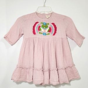 Everbloom Rosa dress  toddler girls  2T, pink ruffle dress, embroidery birds